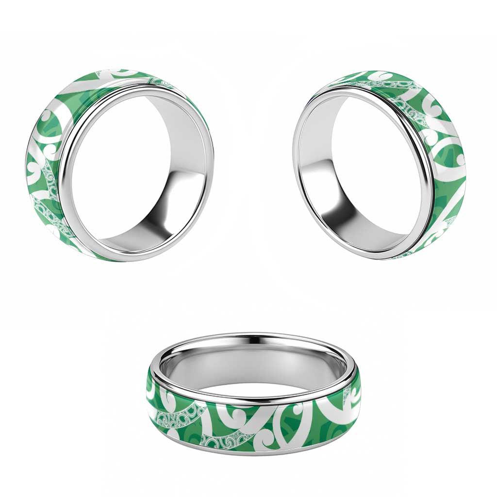 Pounamu Green Maori Classic Ring Koru Kowhaiwhai LT7 - Polynesian Pride