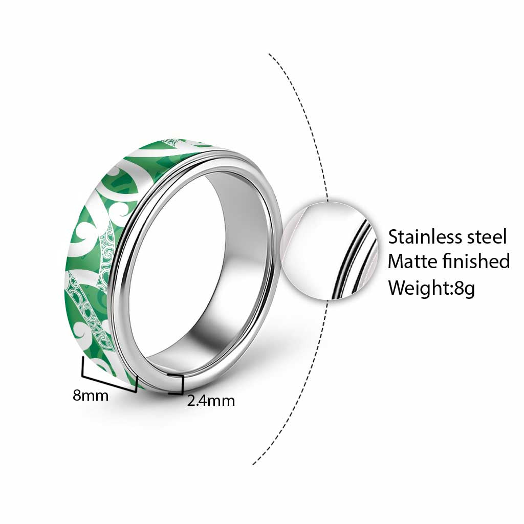 Pounamu Green Maori Classic Ring Koru Kowhaiwhai LT7 - Polynesian Pride