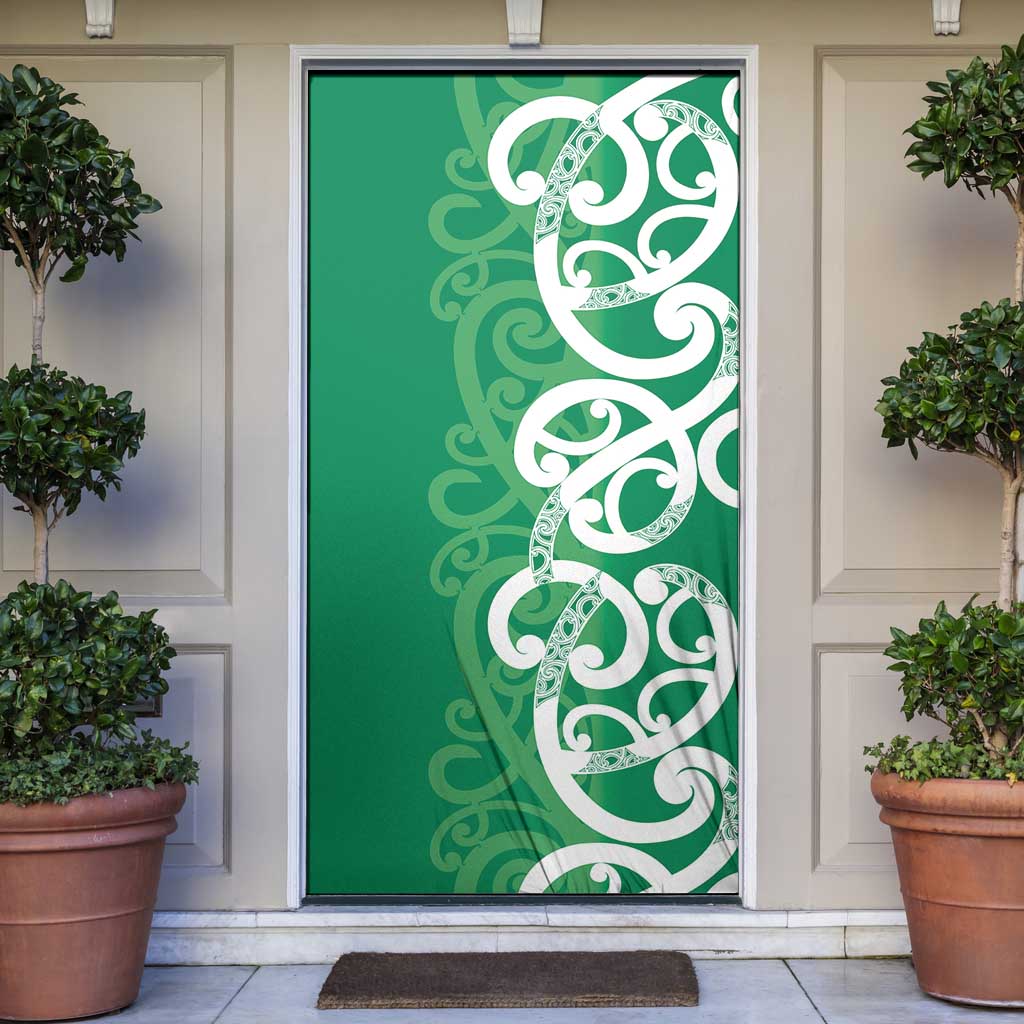 Pounamu Green Maori Door Cover Koru Kowhaiwhai LT7 Green - Polynesian Pride