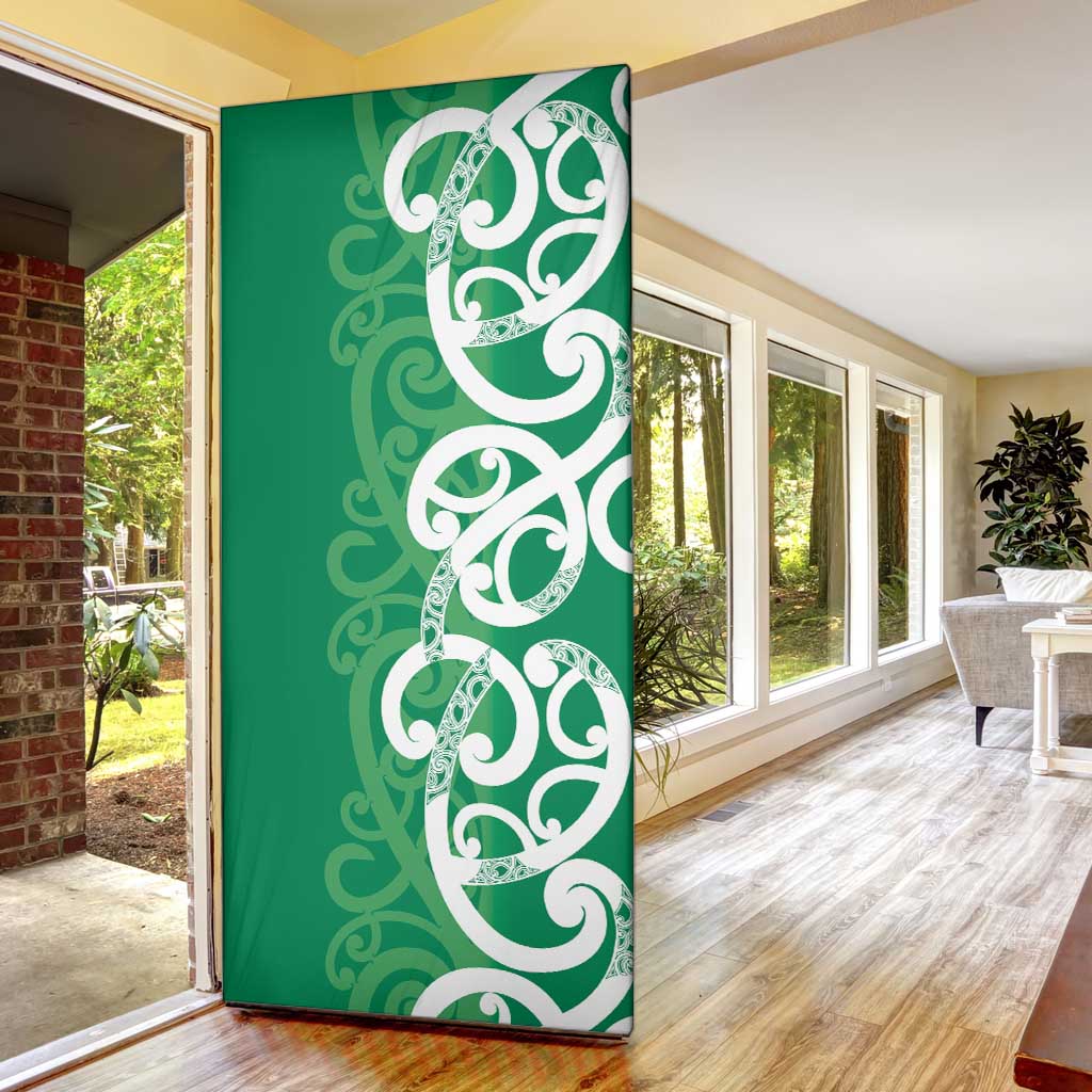 Pounamu Green Maori Door Cover Koru Kowhaiwhai LT7 - Polynesian Pride