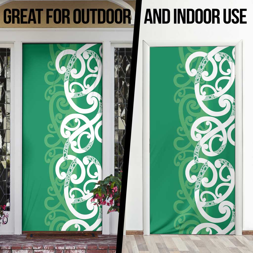 Pounamu Green Maori Door Cover Koru Kowhaiwhai LT7 - Polynesian Pride