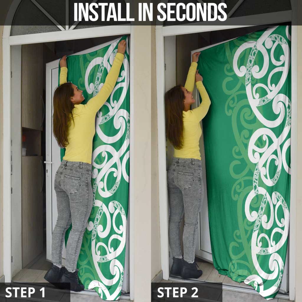 Pounamu Green Maori Door Cover Koru Kowhaiwhai LT7 - Polynesian Pride