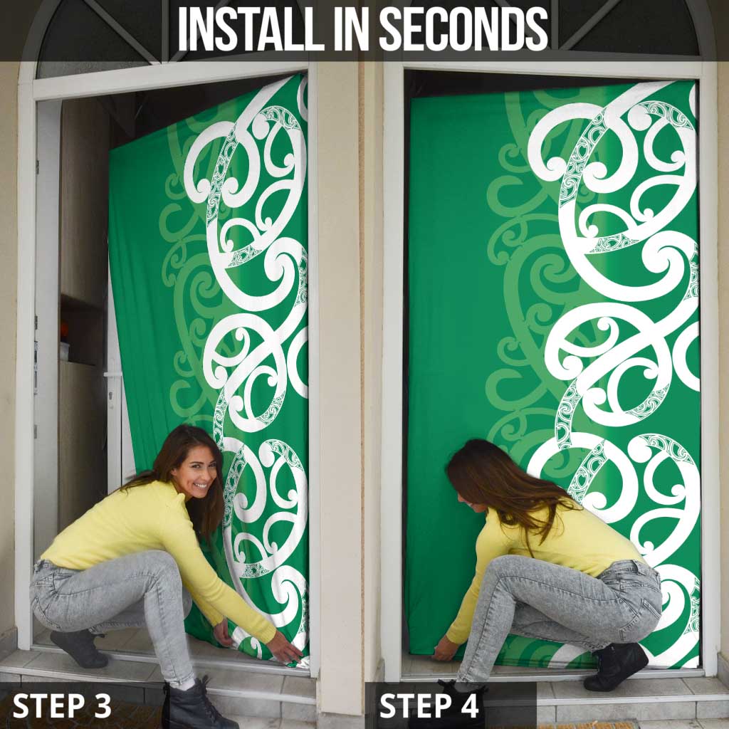 Pounamu Green Maori Door Cover Koru Kowhaiwhai LT7 - Polynesian Pride