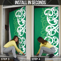 Pounamu Green Maori Door Cover Koru Kowhaiwhai LT7 - Polynesian Pride