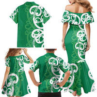 Pounamu Green Maori Family Matching Mermaid Dress and Hawaiian Shirt Koru Kowhaiwhai - Polynesian Pride