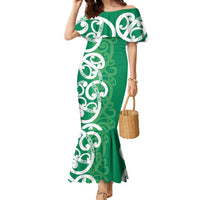 Pounamu Green Maori Family Matching Mermaid Dress and Hawaiian Shirt Koru Kowhaiwhai - Polynesian Pride