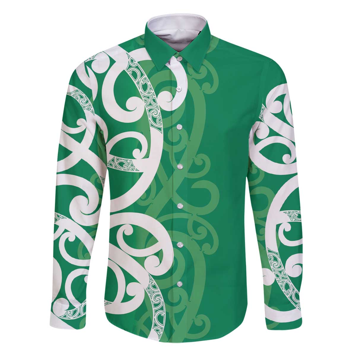 Pounamu Green Maori Family Matching Off The Shoulder Long Sleeve Dress and Hawaiian Shirt Koru Kowhaiwhai - Polynesian Pride