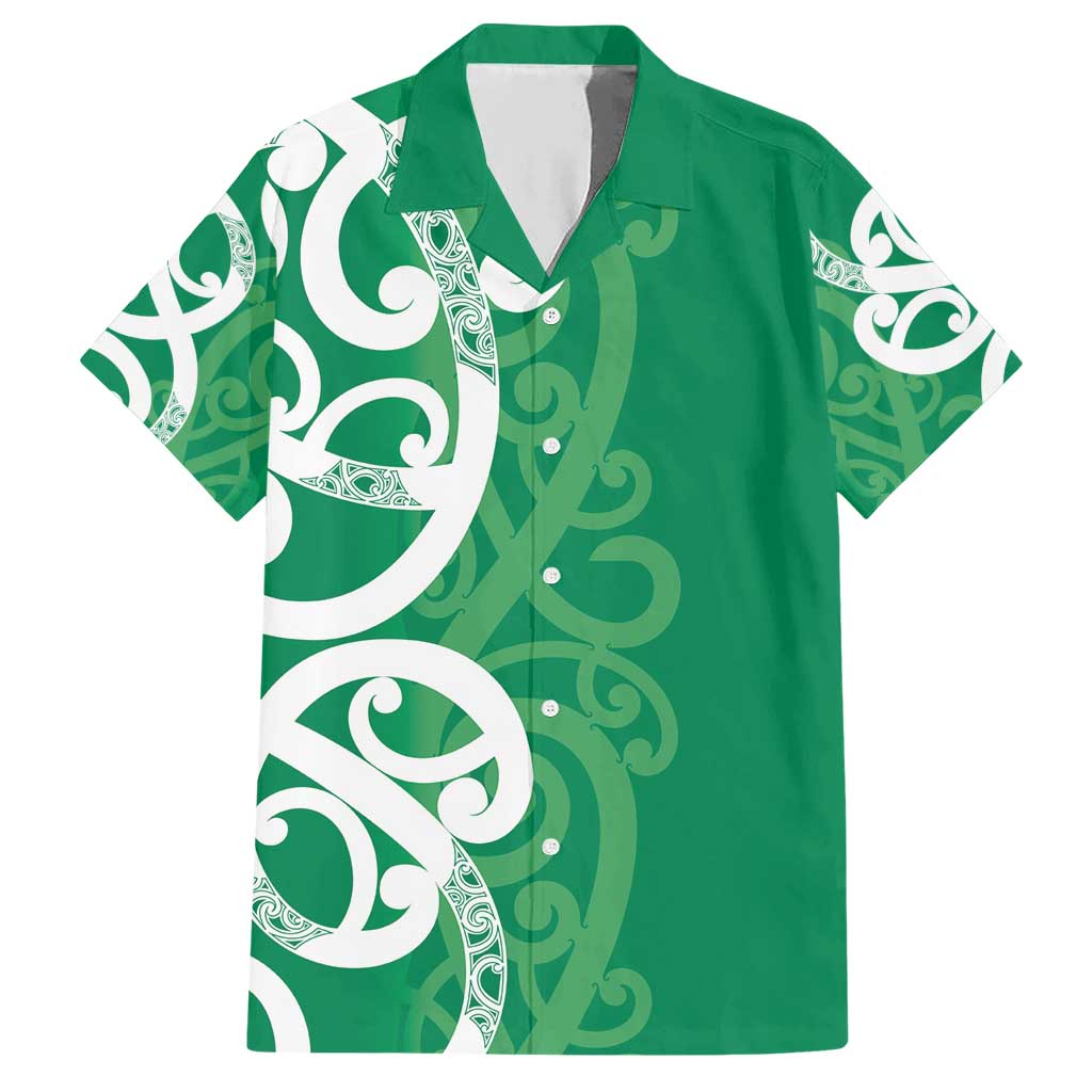 Pounamu Green Maori Family Matching Short Sleeve Bodycon Dress and Hawaiian Shirt Koru Kowhaiwhai - Polynesian Pride