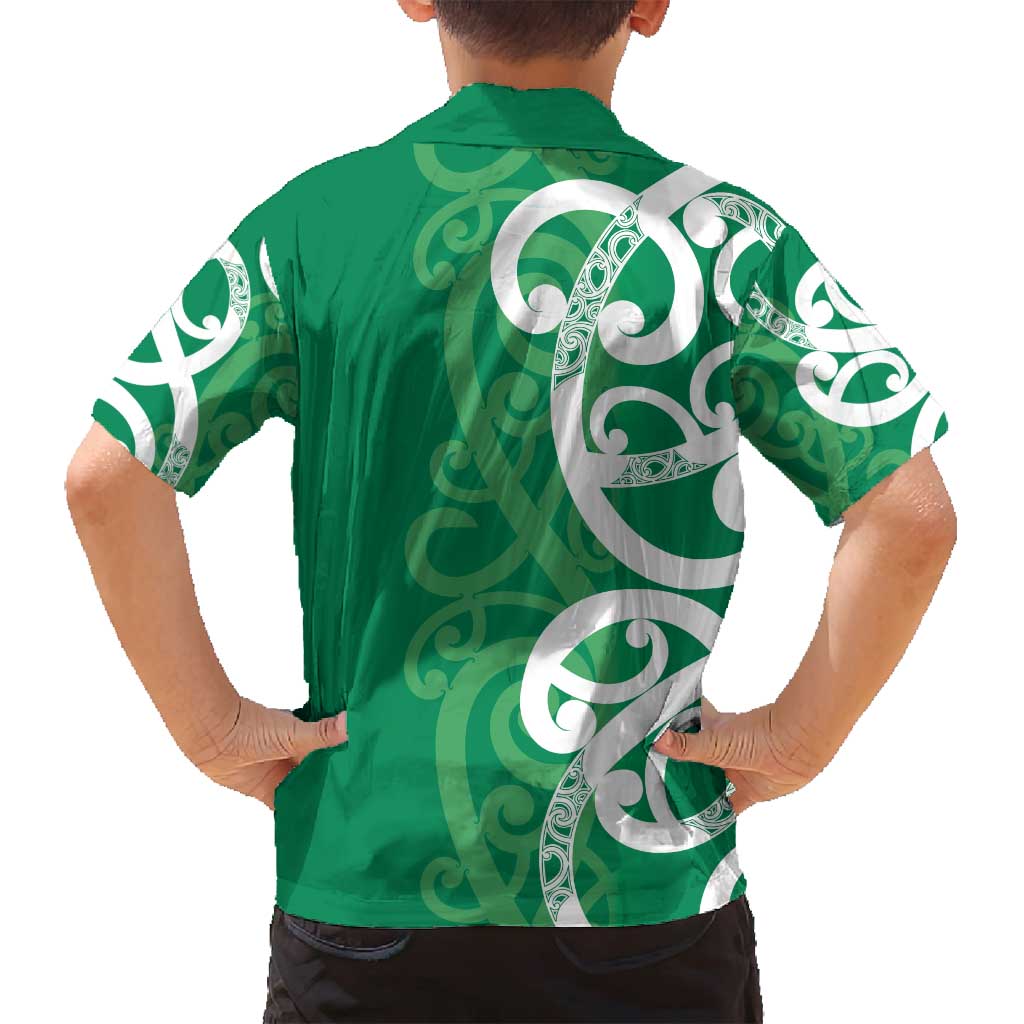 Pounamu Green Maori Family Matching Tank Maxi Dress and Hawaiian Shirt Koru Kowhaiwhai - Polynesian Pride