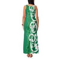 Pounamu Green Maori Family Matching Tank Maxi Dress and Hawaiian Shirt Koru Kowhaiwhai - Polynesian Pride