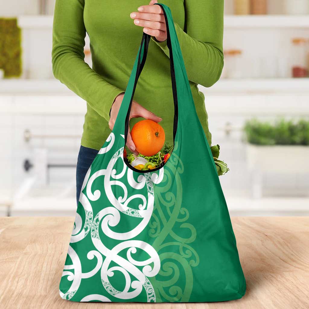 Pounamu Green Maori Grocery Bag Koru Kowhaiwhai - Polynesian Pride