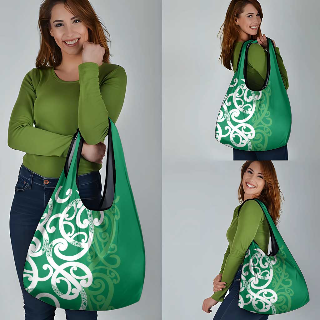 Pounamu Green Maori Grocery Bag Koru Kowhaiwhai - Polynesian Pride