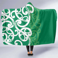 Pounamu Green Maori Hooded Blanket Koru Kowhaiwhai LT7 One Size Green - Polynesian Pride