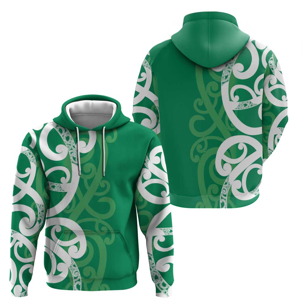 Pounamu Green Maori Hoodie Koru Kowhaiwhai - Polynesian Pride