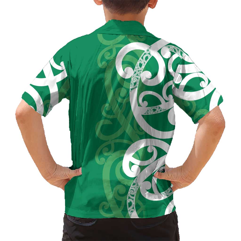 Pounamu Green Maori Kid Hawaiian Shirt Koru Kowhaiwhai LT7 - Polynesian Pride