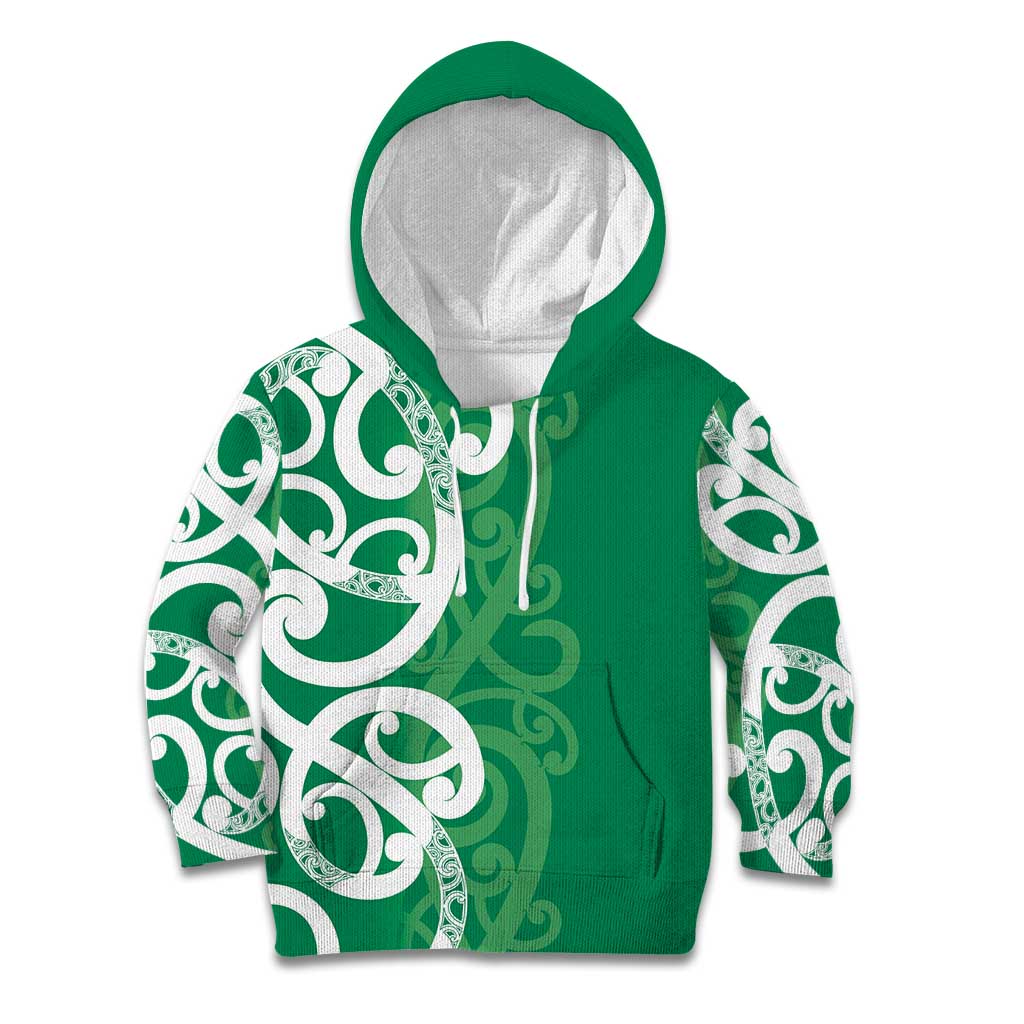 Pounamu Green Maori Kid Hoodie Koru Kowhaiwhai LT7 Hoodie Green - Polynesian Pride