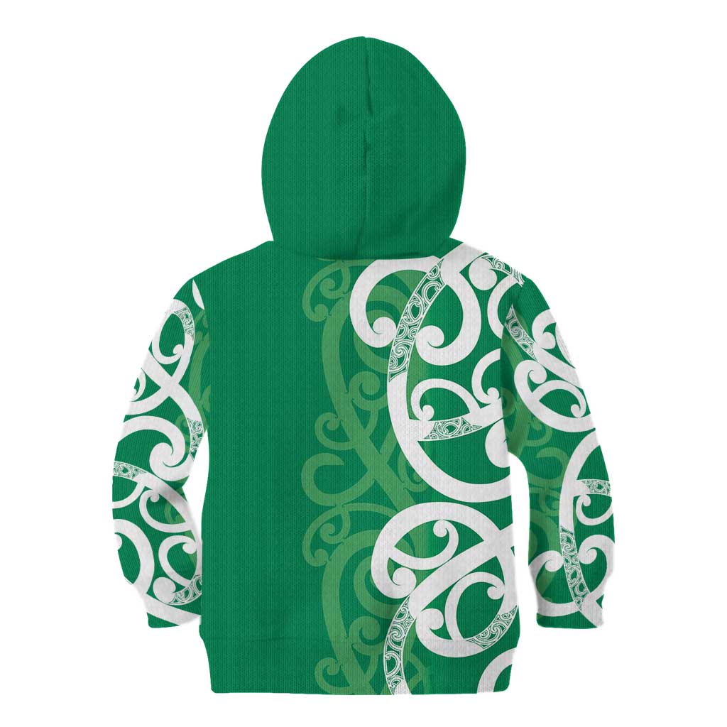 Pounamu Green Maori Kid Hoodie Koru Kowhaiwhai LT7 - Polynesian Pride