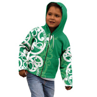 Pounamu Green Maori Kid Hoodie Koru Kowhaiwhai LT7 - Polynesian Pride