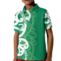 Pounamu Green Maori Kid Polo Shirt Koru Kowhaiwhai LT7 Kid Green - Polynesian Pride
