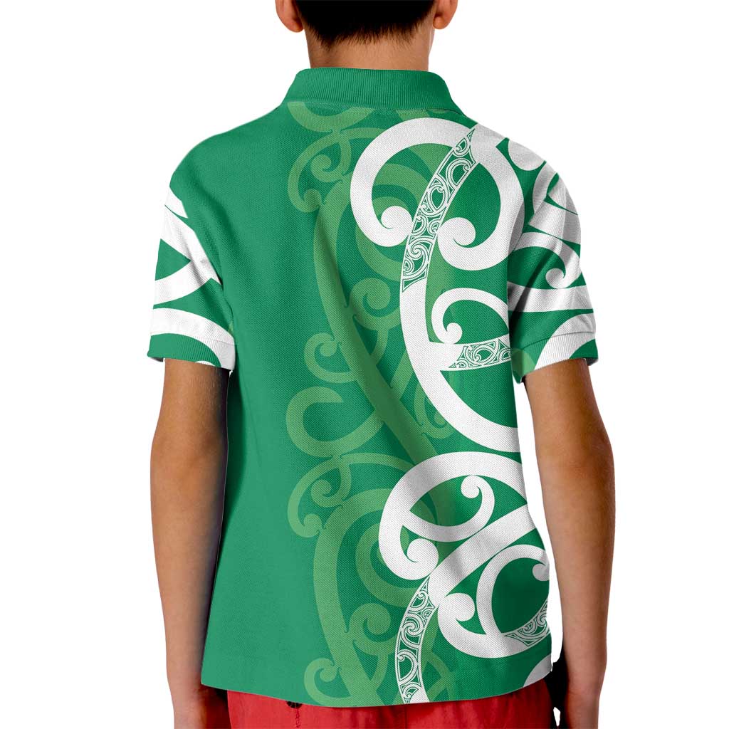 Pounamu Green Maori Kid Polo Shirt Koru Kowhaiwhai LT7 - Polynesian Pride