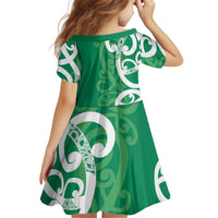 Pounamu Green Maori Kid Short Sleeve Dress Koru Kowhaiwhai LT7 - Polynesian Pride