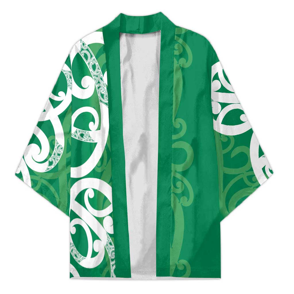 Pounamu Green Maori Kimono Koru Kowhaiwhai LT7 Unisex Green - Polynesian Pride