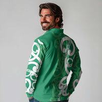 Pounamu Green Maori Long Sleeve Polo Shirt Koru Kowhaiwhai LT7 - Polynesian Pride