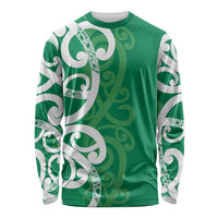 Pounamu Green Maori Long Sleeve Shirt Koru Kowhaiwhai LT7 Unisex Green - Polynesian Pride