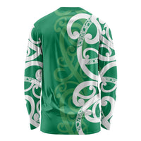 Pounamu Green Maori Long Sleeve Shirt Koru Kowhaiwhai LT7 - Polynesian Pride