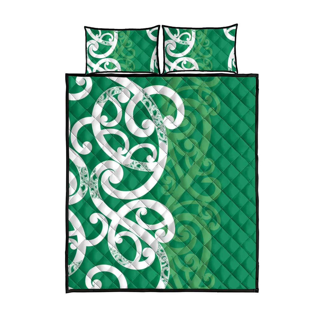 Pounamu Green Maori Quilt Bed Set Koru Kowhaiwhai - Polynesian Pride