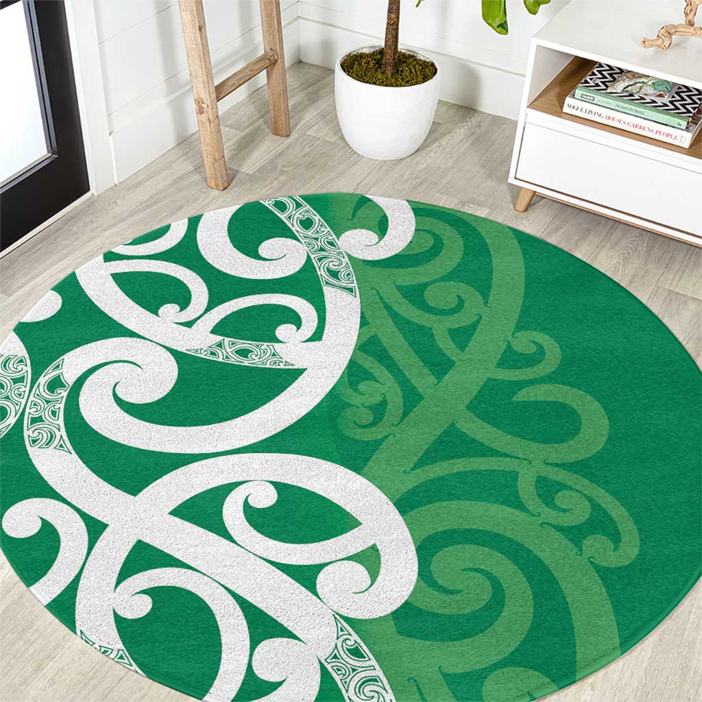 Pounamu Green Maori Round Carpet Koru Kowhaiwhai LT7 Green - Polynesian Pride