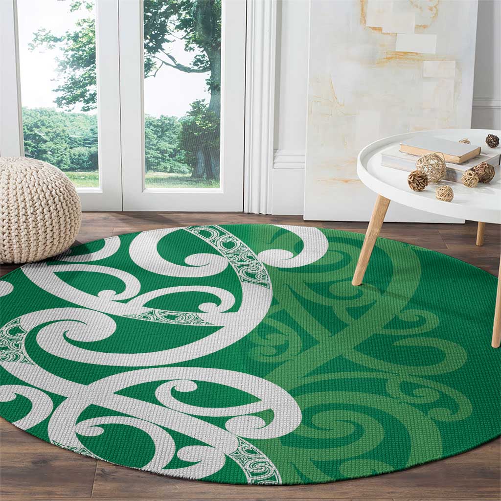 Pounamu Green Maori Round Carpet Koru Kowhaiwhai LT7 - Polynesian Pride
