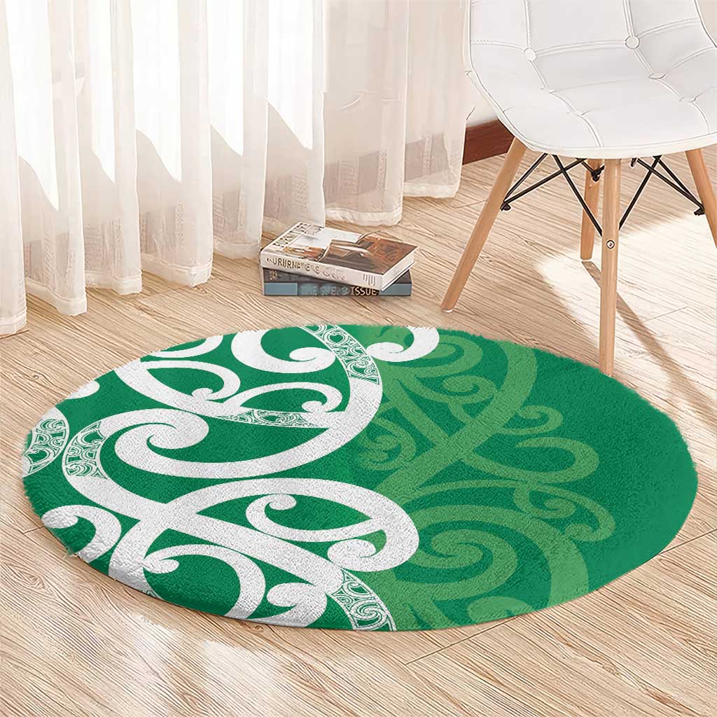 Pounamu Green Maori Round Carpet Koru Kowhaiwhai LT7 - Polynesian Pride