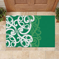 Pounamu Green Maori Rubber Doormat Koru Kowhaiwhai LT7 Green - Polynesian Pride