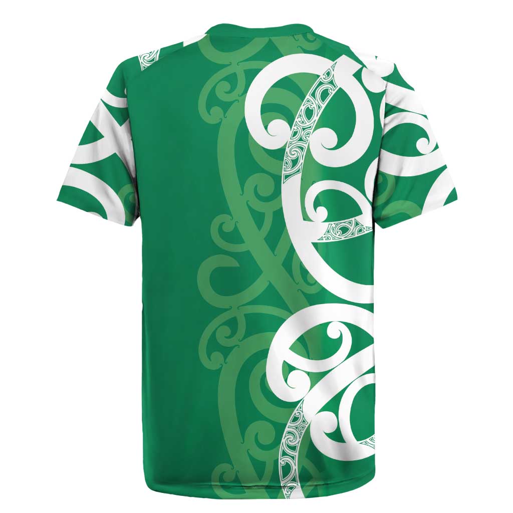 Pounamu Green Maori Rugby Jersey Koru Kowhaiwhai - Polynesian Pride