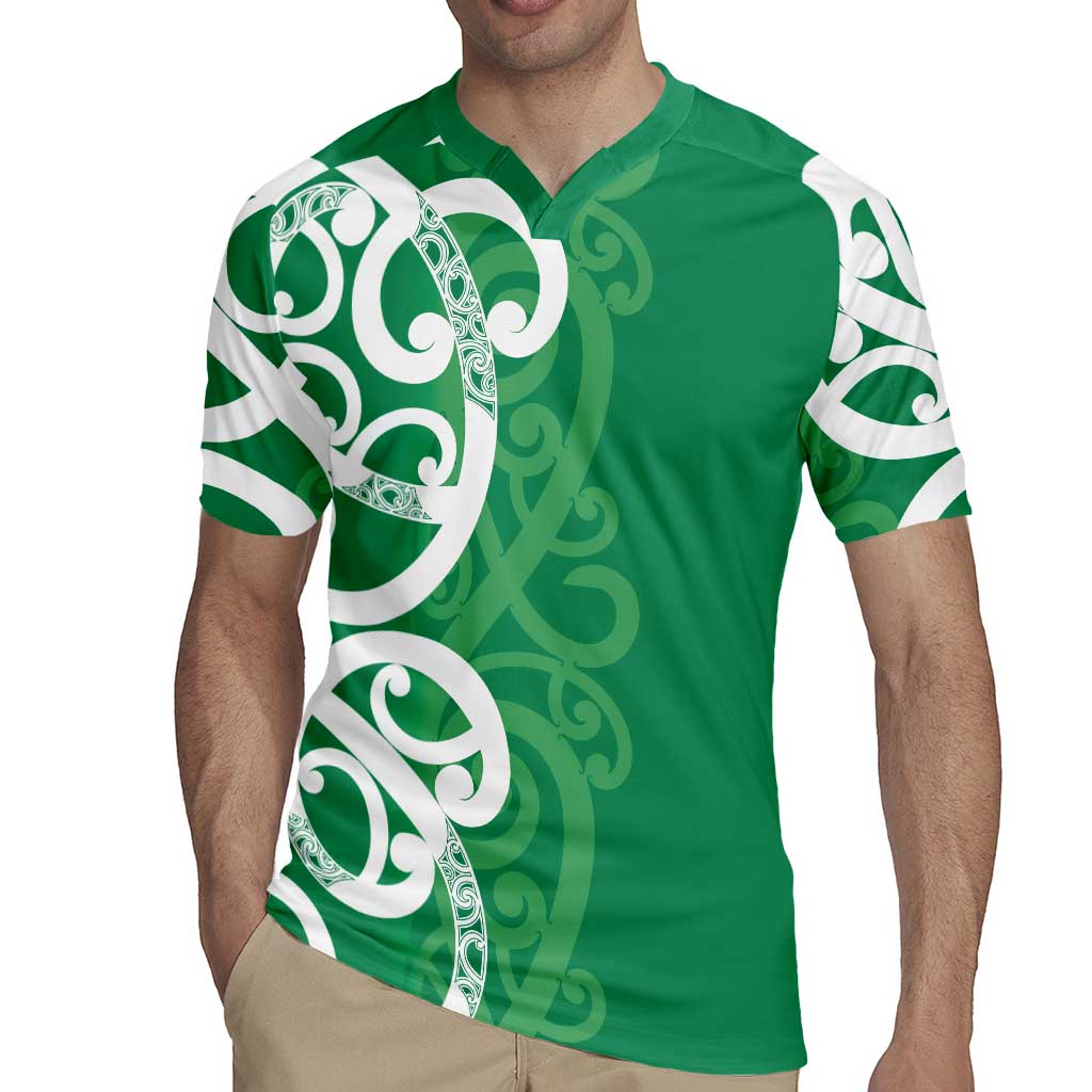 Pounamu Green Maori Rugby Jersey Koru Kowhaiwhai - Polynesian Pride