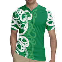 Pounamu Green Maori Rugby Jersey Koru Kowhaiwhai - Polynesian Pride