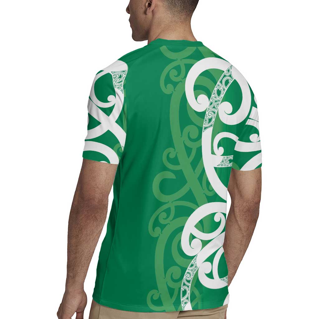 Pounamu Green Maori Rugby Jersey Koru Kowhaiwhai - Polynesian Pride