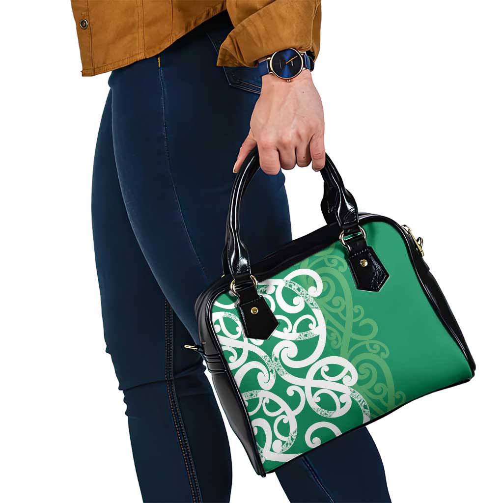 Pounamu Green Maori Shoulder Handbag Koru Kowhaiwhai - Polynesian Pride