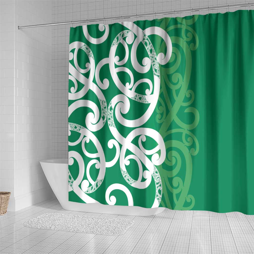 Pounamu Green Maori Shower Curtain Koru Kowhaiwhai LT7 - Polynesian Pride
