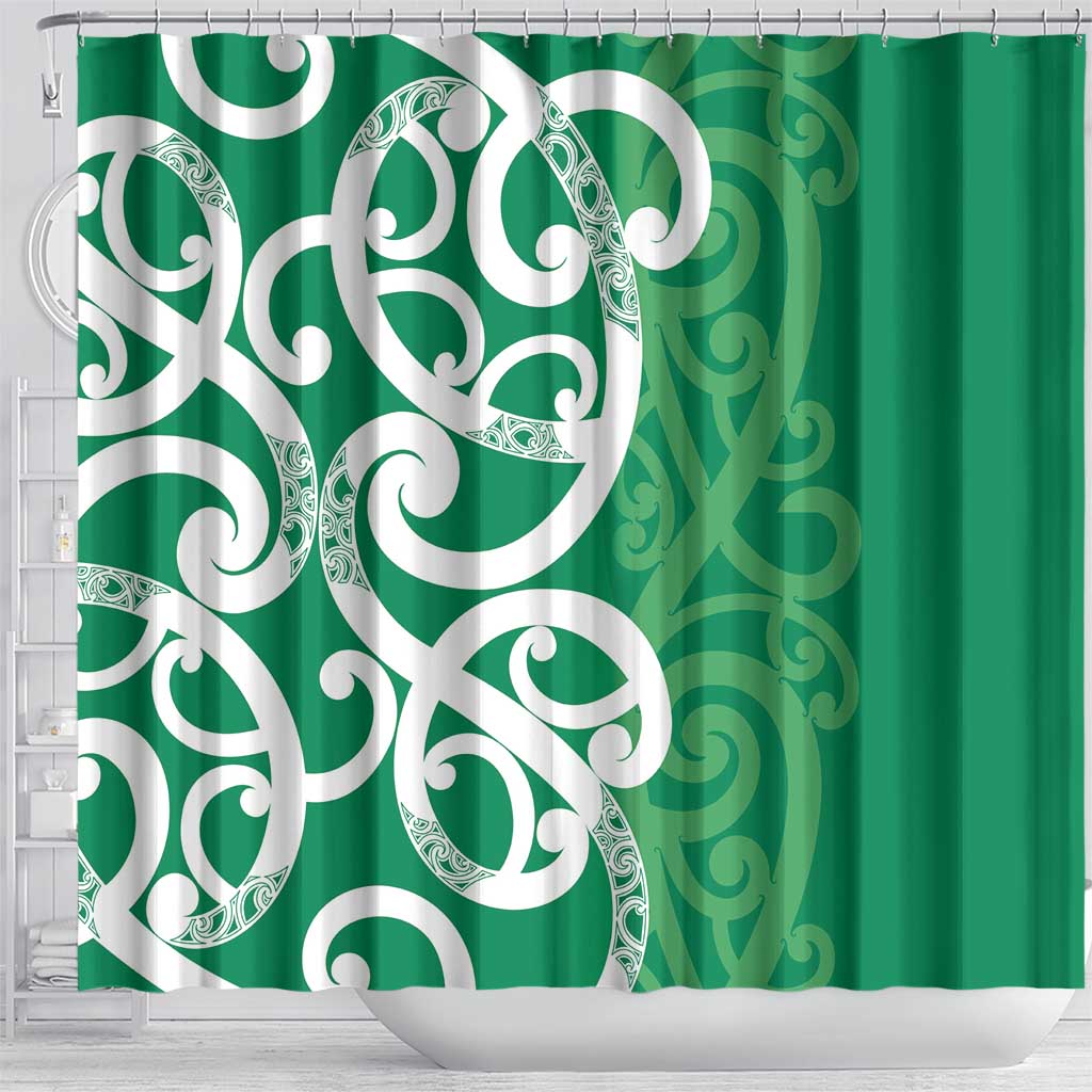 Pounamu Green Maori Shower Curtain Koru Kowhaiwhai LT7 - Polynesian Pride