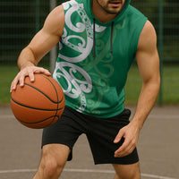 Pounamu Green Maori Sleeveless Hoodie Koru Kowhaiwhai LT7 - Polynesian Pride