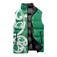 Pounamu Green Maori Sleeveless Puffer Jacket Koru Kowhaiwhai LT7 - Polynesian Pride
