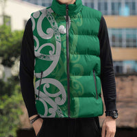 Pounamu Green Maori Sleeveless Puffer Jacket Koru Kowhaiwhai LT7 - Polynesian Pride