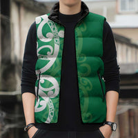 Pounamu Green Maori Sleeveless Puffer Jacket Koru Kowhaiwhai LT7 - Polynesian Pride