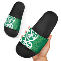 Pounamu Green Maori Slide Sandals Koru Kowhaiwhai - Polynesian Pride