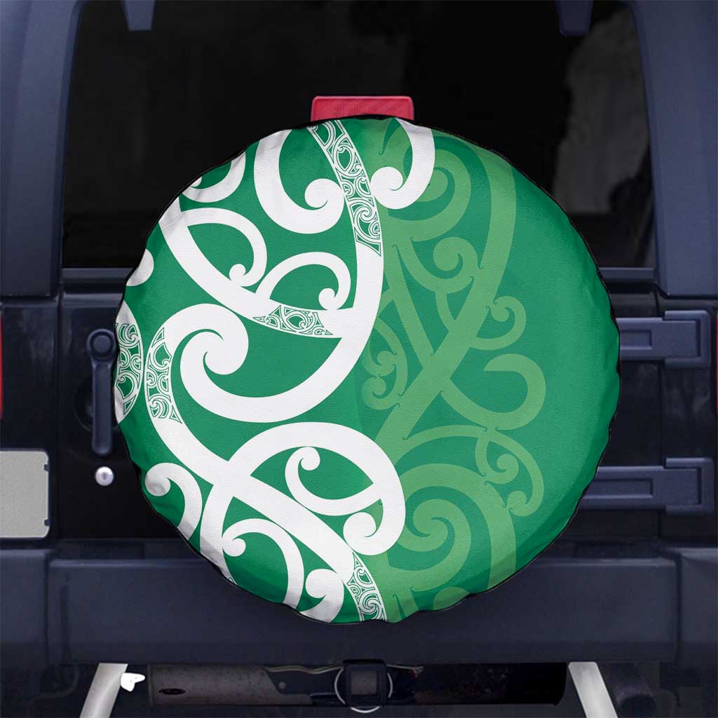 Pounamu Green Maori Spare Tire Cover Koru Kowhaiwhai LT7 No hole Green - Polynesian Pride