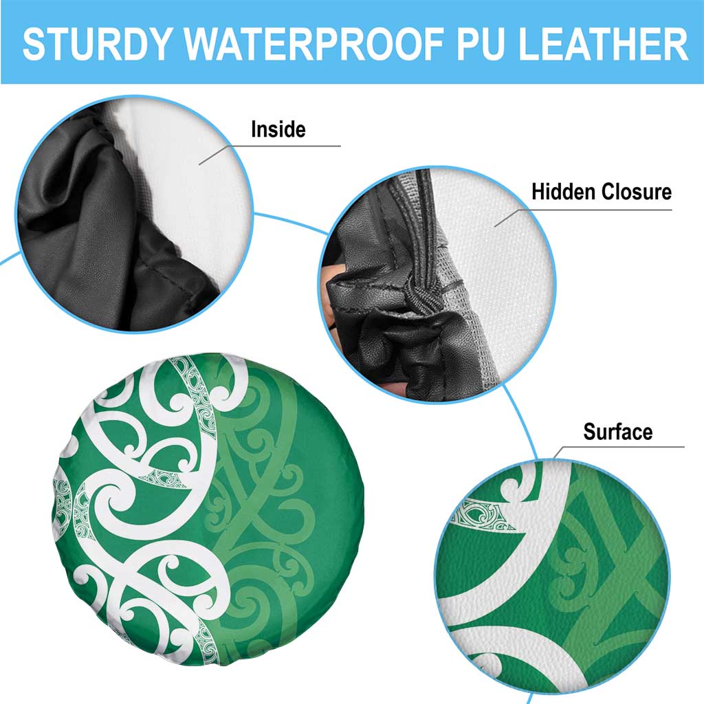 Pounamu Green Maori Spare Tire Cover Koru Kowhaiwhai LT7 - Polynesian Pride