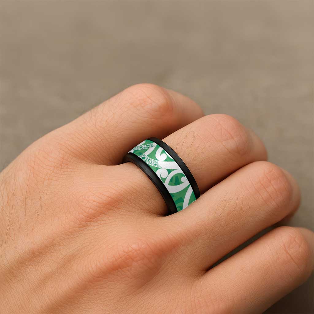 Pounamu Green Maori Spinner Ring Koru Kowhaiwhai LT7 - Polynesian Pride