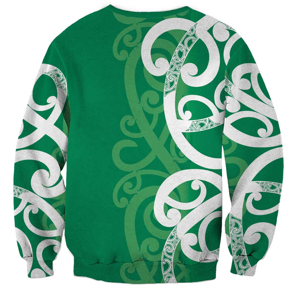 Pounamu Green Maori Sweatshirt Koru Kowhaiwhai LT7 - Polynesian Pride